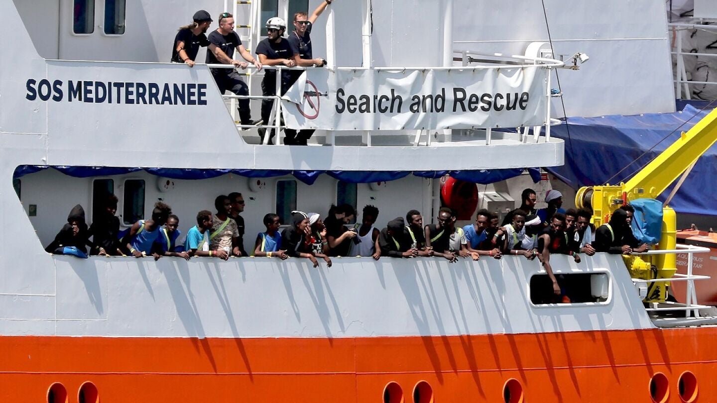Imagen de archivo de migrantes a bordo del Aquarius