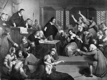 La gente se desmaya en el juicio contra George Jacobs (1692). La gente se desmaya en el juicio contra George Jacobs (1692).