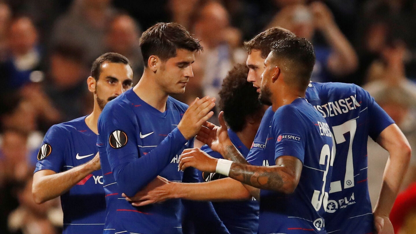 Morata celebra uno de sus tantos con el Chelsea
