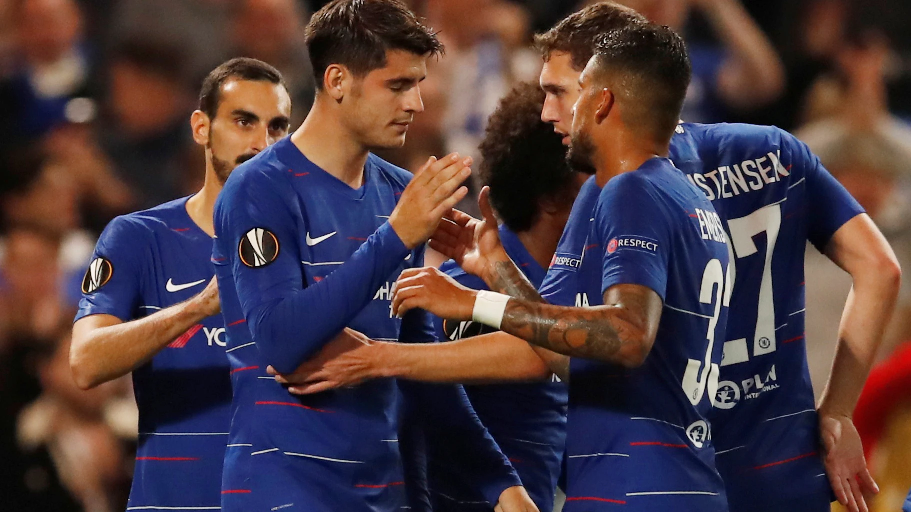 Morata celebra uno de sus tantos con el Chelsea