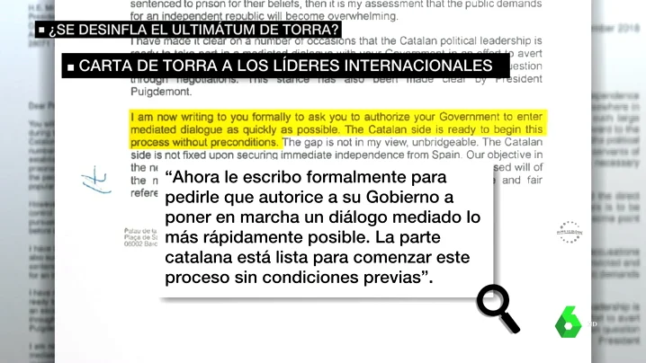 Quim Torra envió una carta a Trump y al papa pidiendo que medien por el referéndum