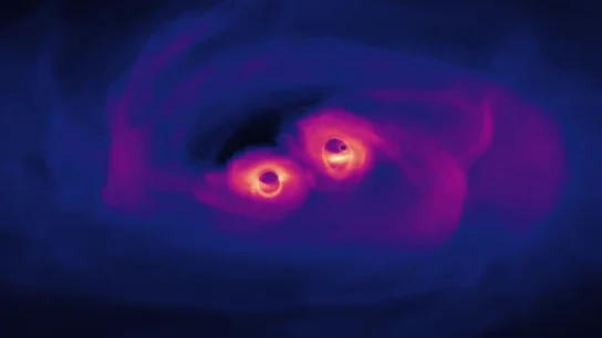 La increíble simulación de la unión de dos agujeros negros supermasivos en el universo La increíble simulación de la unión de dos agujeros negros supermasivos en el universo