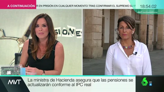 Yolanda Díaz: "Cinco millones de pensiones rondan los 600 euros. Si no suben con el IPC, será decir que vamos a tener pensiones de miseria" Yolanda Díaz: "Cinco millones de pensiones rondan los 600 euros. Si no suben con el IPC, será decir que vamos a tener pensiones de miseria"