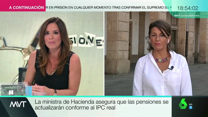 Yolanda Díaz: "Cinco millones de pensiones rondan los 600 euros. Si no suben con el IPC, será decir que vamos a tener pensiones de miseria" Yolanda Díaz: "Cinco millones de pensiones rondan los 600 euros. Si no suben con el IPC, será decir que vamos a tener pensiones de miseria"