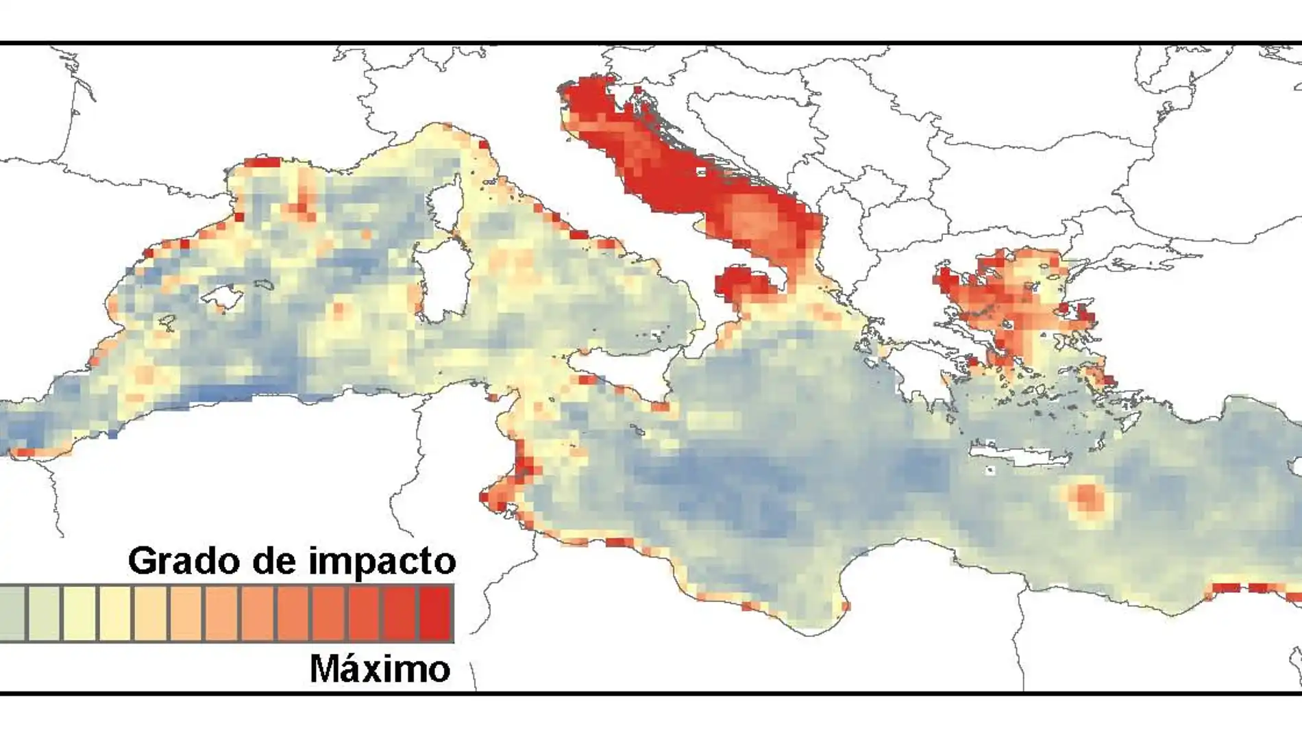 Estas son las areas del Mediterraneo mas afectadas por la actividad humana