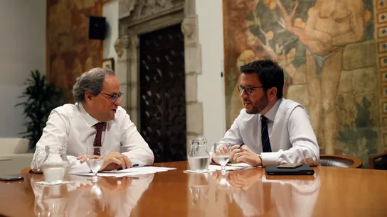 El presidente de la Generalitat, Quim Torra (JxCAT), y su vicepresidente, Pere Aragonès (ERC), El presidente de la Generalitat, Quim Torra (JxCAT), y su vicepresidente, Pere Aragonès (ERC),