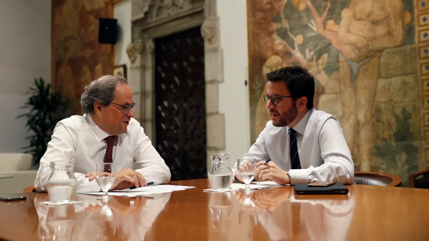 El presidente de la Generalitat, Quim Torra (JxCAT), y su vicepresidente, Pere Aragonès (ERC), El presidente de la Generalitat, Quim Torra (JxCAT), y su vicepresidente, Pere Aragonès (ERC),