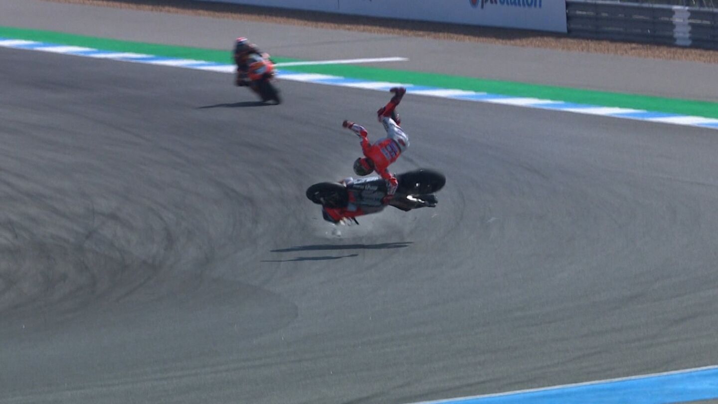 Jorge Lorenzo, en el momento de su ca&iacute;da en Tailandia