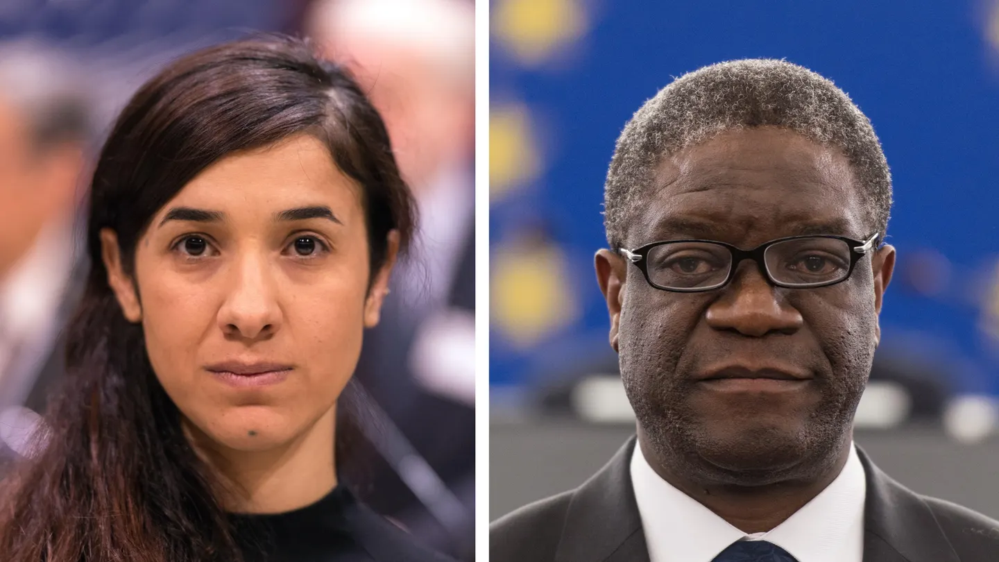 La activista por los derechos humanos iraquí Yazidi Kurdish y el médico congoleño Denis Mukwege La activista por los derechos humanos iraquí Yazidi Kurdish y el médico congoleño Denis Mukwege