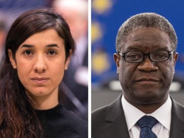 La activista por los derechos humanos iraquí Yazidi Kurdish y el médico congoleño Denis Mukwege La activista por los derechos humanos iraquí Yazidi Kurdish y el médico congoleño Denis Mukwege