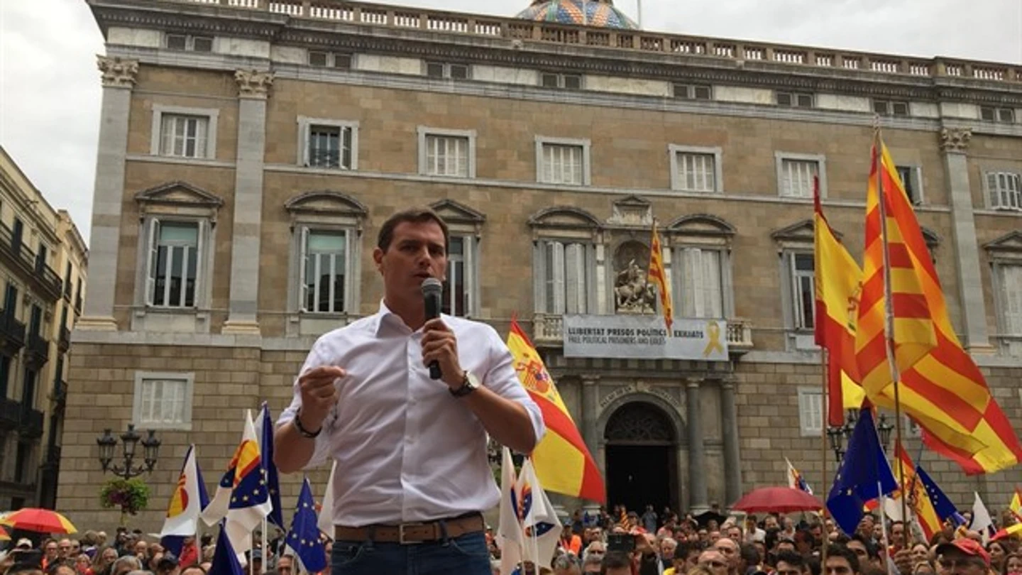 Albert Rivera en la manifestación de Barcelona Albert Rivera en la manifestación de Barcelona