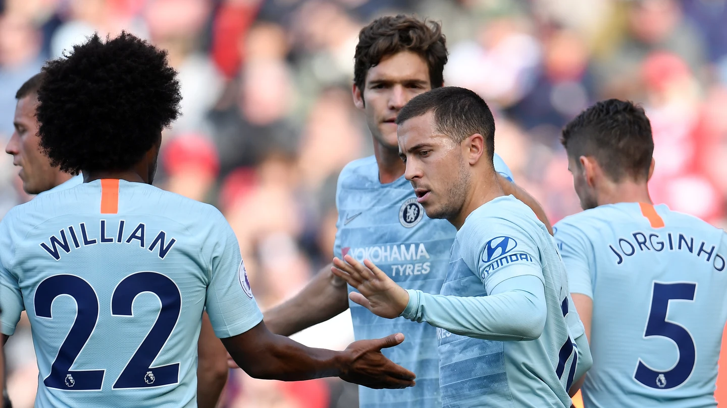 Hazard celebra su gol ante el Southampton Hazard celebra su gol ante el Southampton