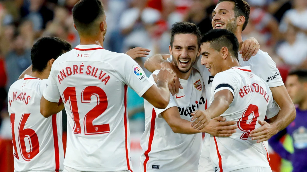 El Sevilla celebra un gol