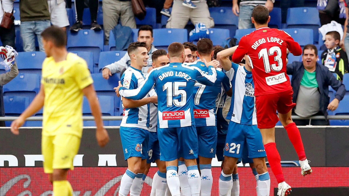 El Espanyol celebra un gol ante el Villarreal