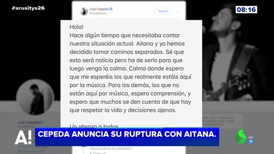 Cepeda y Aitana anuncia en Twitter que "toman caminos separados" Cepeda y Aitana anuncia en Twitter que "toman caminos separados"