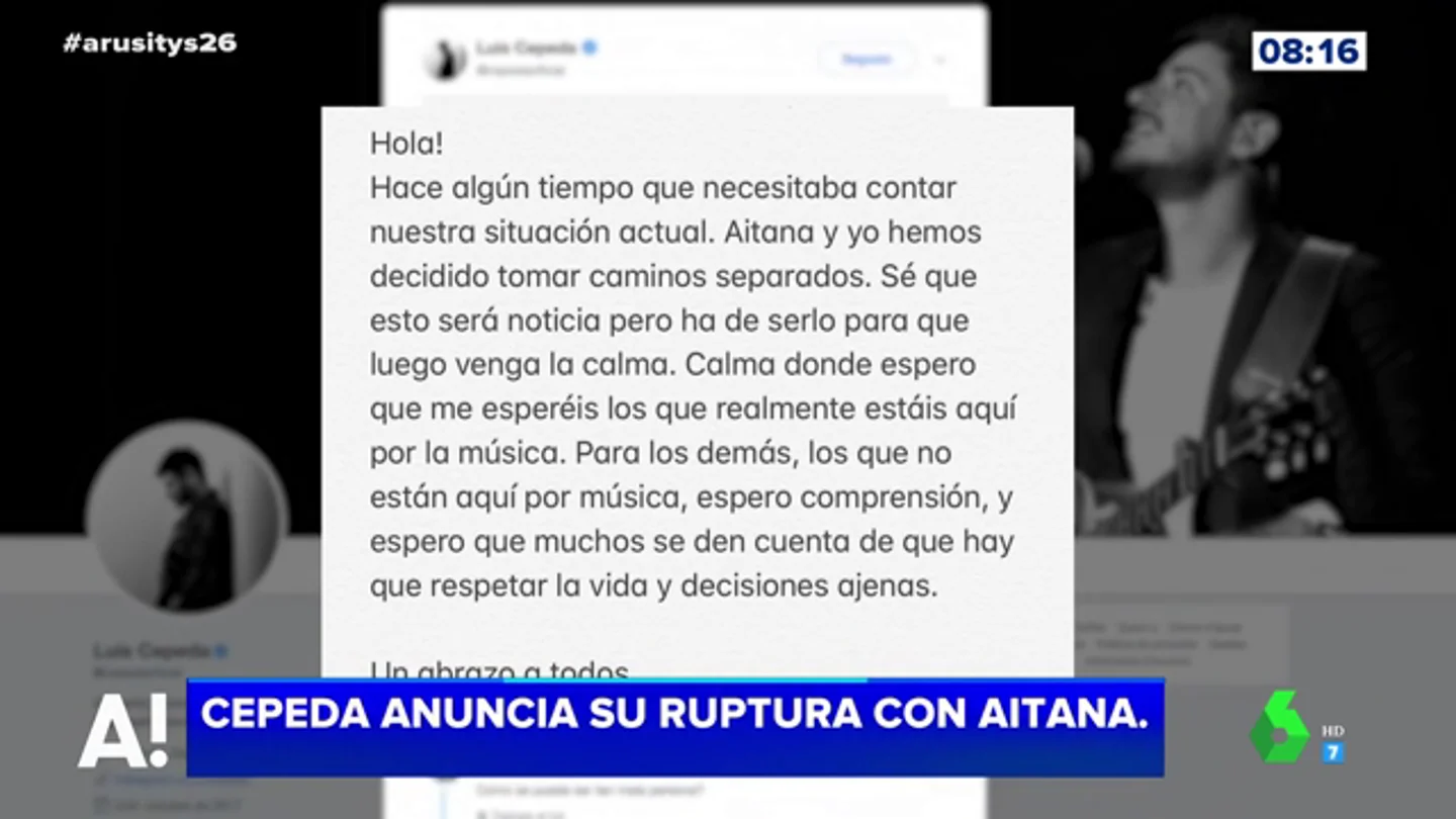 Cepeda y Aitana anuncia en Twitter que "toman caminos separados" Cepeda y Aitana anuncia en Twitter que "toman caminos separados"