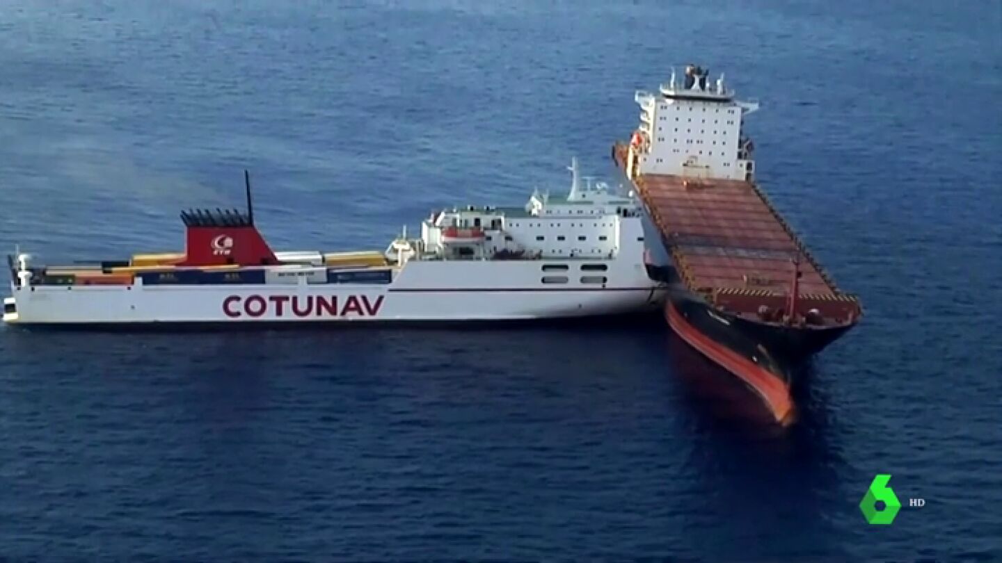 Un buque se empotra contra otro frente a C&oacute;rcega