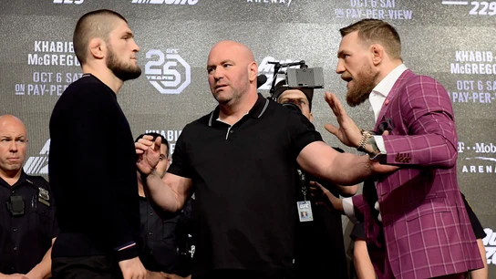 Khabib y McGregor, en un acto de la UFC Khabib y McGregor, en un acto de la UFC