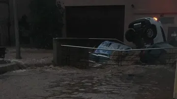 Coches arrastrados por la riada en Sant Llorenç