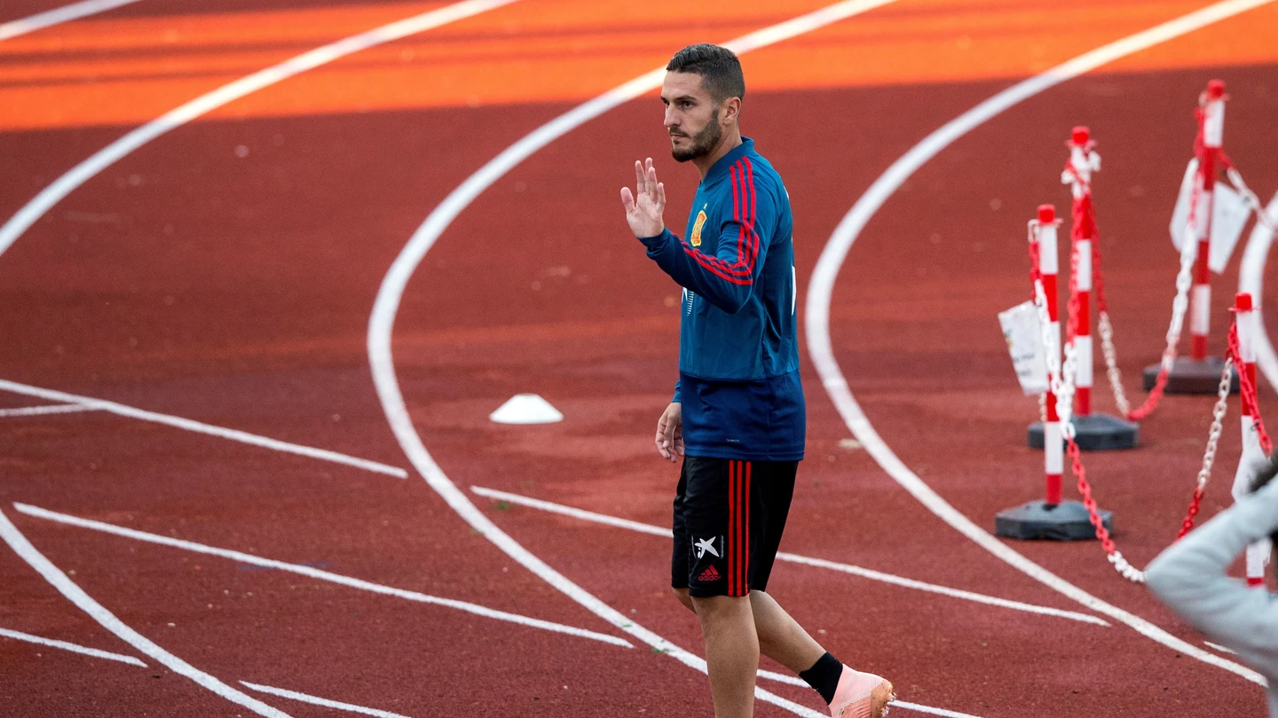 Koke, durante un entrenamiento de la Selección Koke, durante un entrenamiento de la Selección