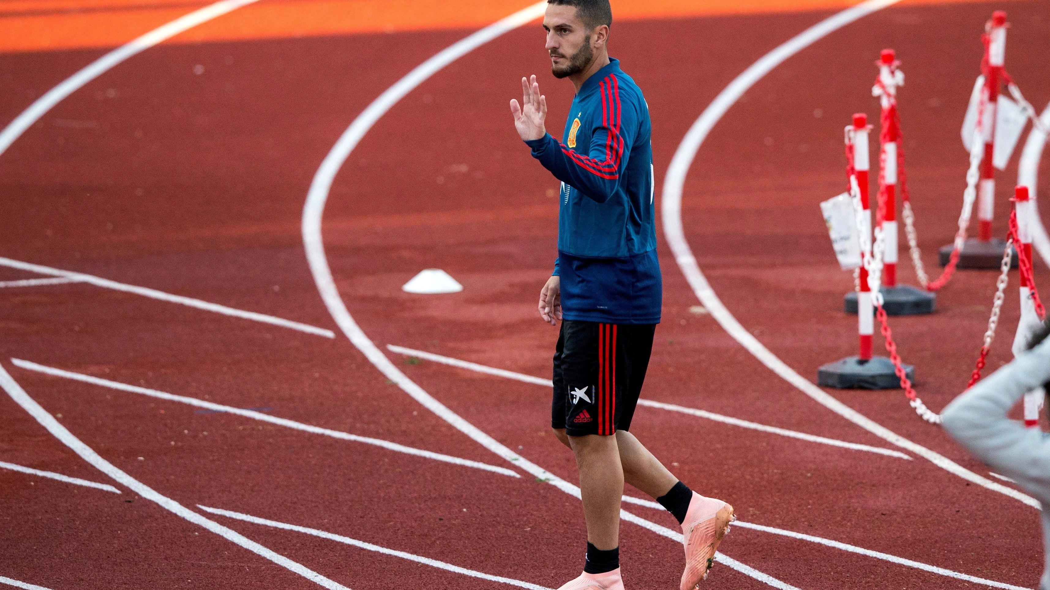 Koke, durante un entrenamiento de la Selección