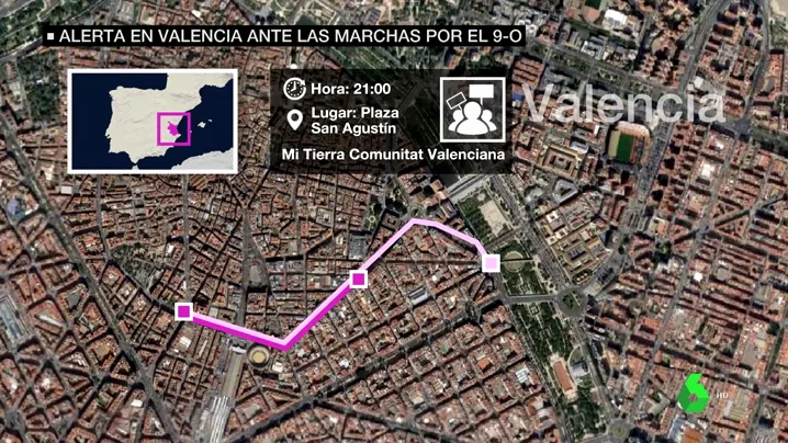 Así serán las manifestaciones de la ultraderecha y la izquierda en el 9 d'Octubre y el dispositivo policial para controlarlas