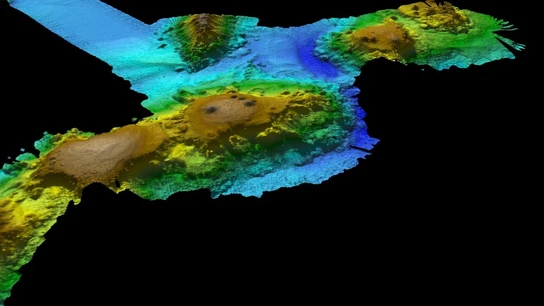 Mapa de la cadena montañosa descubierta en las profundidades Mapa de la cadena montañosa descubierta en las profundidades