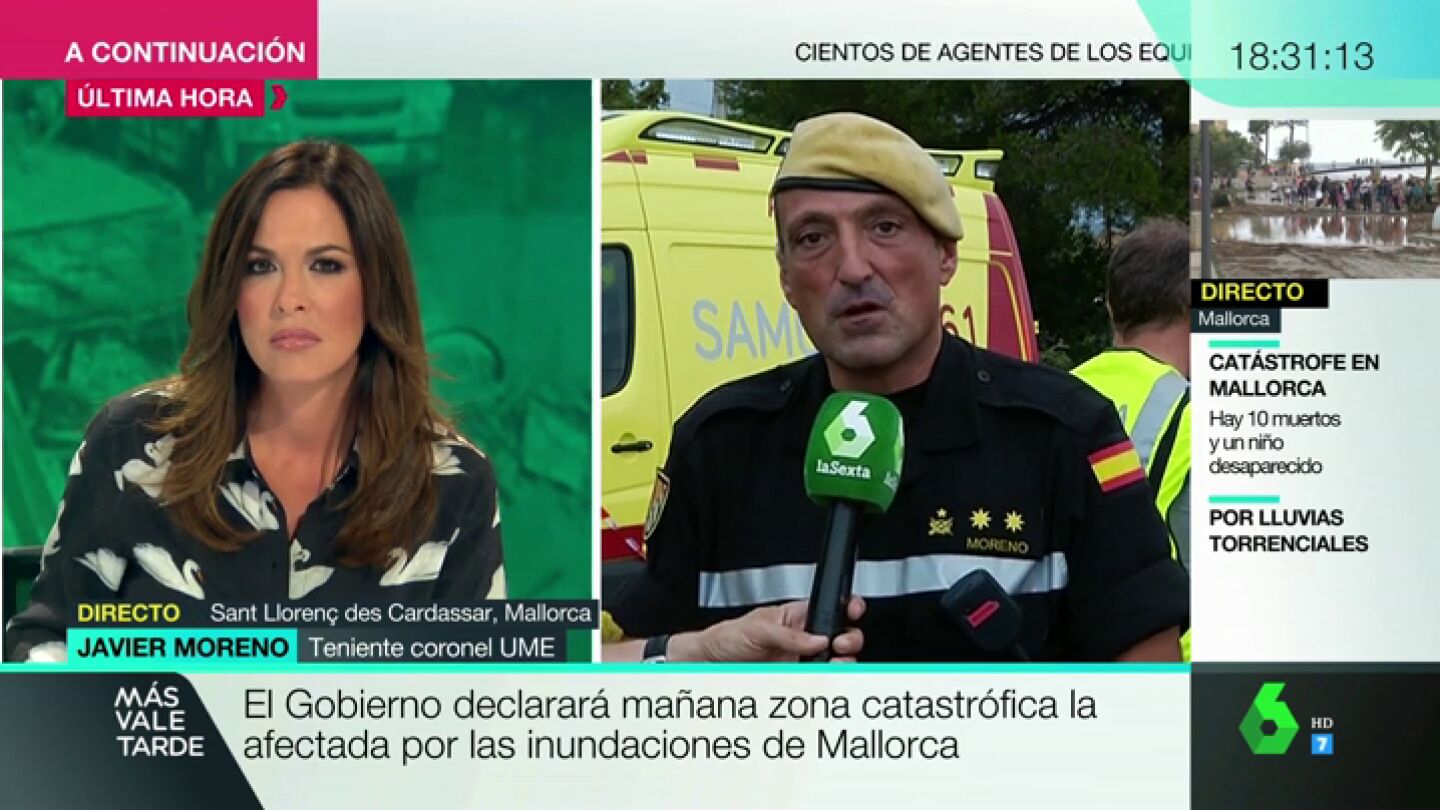 Un teniente coronel de la UME, sobre lo ocurrido en Mallorca: "El panorama es dantesco. Las inundaciones son las que m&aacute;s dolor dejan"