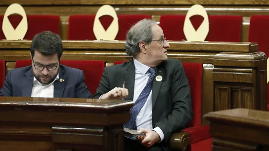 El presidente de la Generalitat, Quim Torra, y su vicepresidente, Pere Aragonés El presidente de la Generalitat, Quim Torra, y su vicepresidente, Pere Aragonés