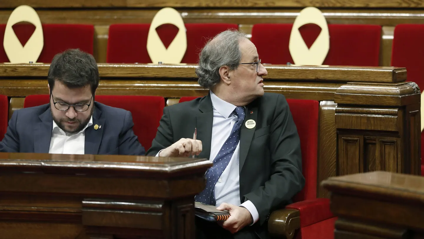 El presidente de la Generalitat, Quim Torra, y su vicepresidente, Pere Aragonés El presidente de la Generalitat, Quim Torra, y su vicepresidente, Pere Aragonés