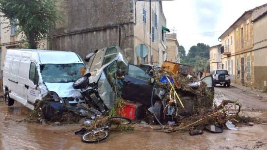  Aspecto de la localidad de Sant Lloren&ccedil; des Cardassar (Mallorca), tras las inundaciones y el desbordamiento de torrentes