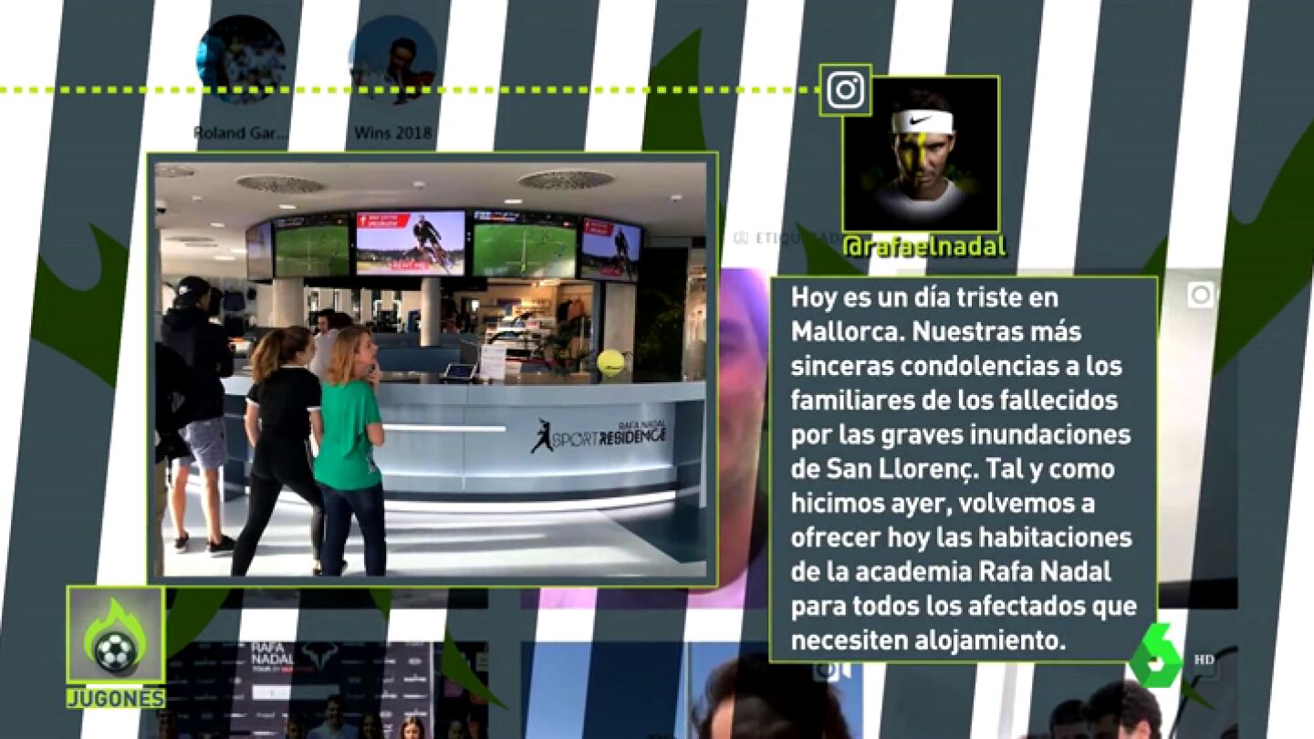 Nadal abri&oacute; las puertas de su academia en Mallorca para acoger a los afectados por las inundaciones