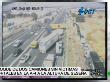 Varios heridos tras el choque de dos camiones en la A-4 a la altura de Seseña