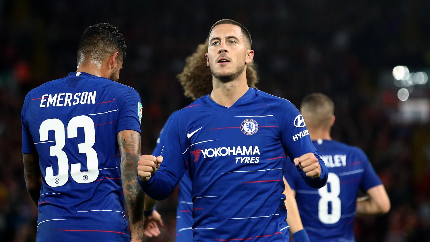 Hazard celebra un gol con el Chelsea Hazard celebra un gol con el Chelsea