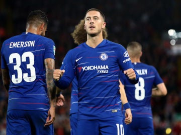 Hazard celebra un gol con el Chelsea Hazard celebra un gol con el Chelsea