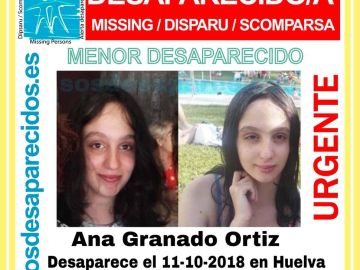 Ana Granado Ortiz, la menor desaparecida en Huelva Ana Granado Ortiz, la menor desaparecida en Huelva