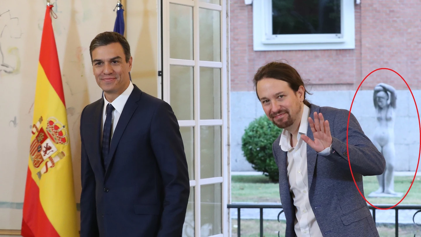 Pedro Sánchez, Pablo Iglesias y la estatua Pedro Sánchez, Pablo Iglesias y la estatua