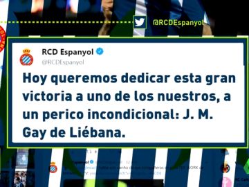 El Espanyol dedicó su victoria a Gay de Liébana El Espanyol dedicó su victoria a Gay de Liébana
