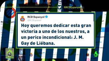 El Espanyol dedicó su victoria a Gay de Liébana