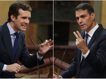 En la imagen, Pablo Casado, líder del PP, y Pedro Sánchez, presidente del Gobierno En la imagen, Pablo Casado, líder del PP, y Pedro Sánchez, presidente del Gobierno