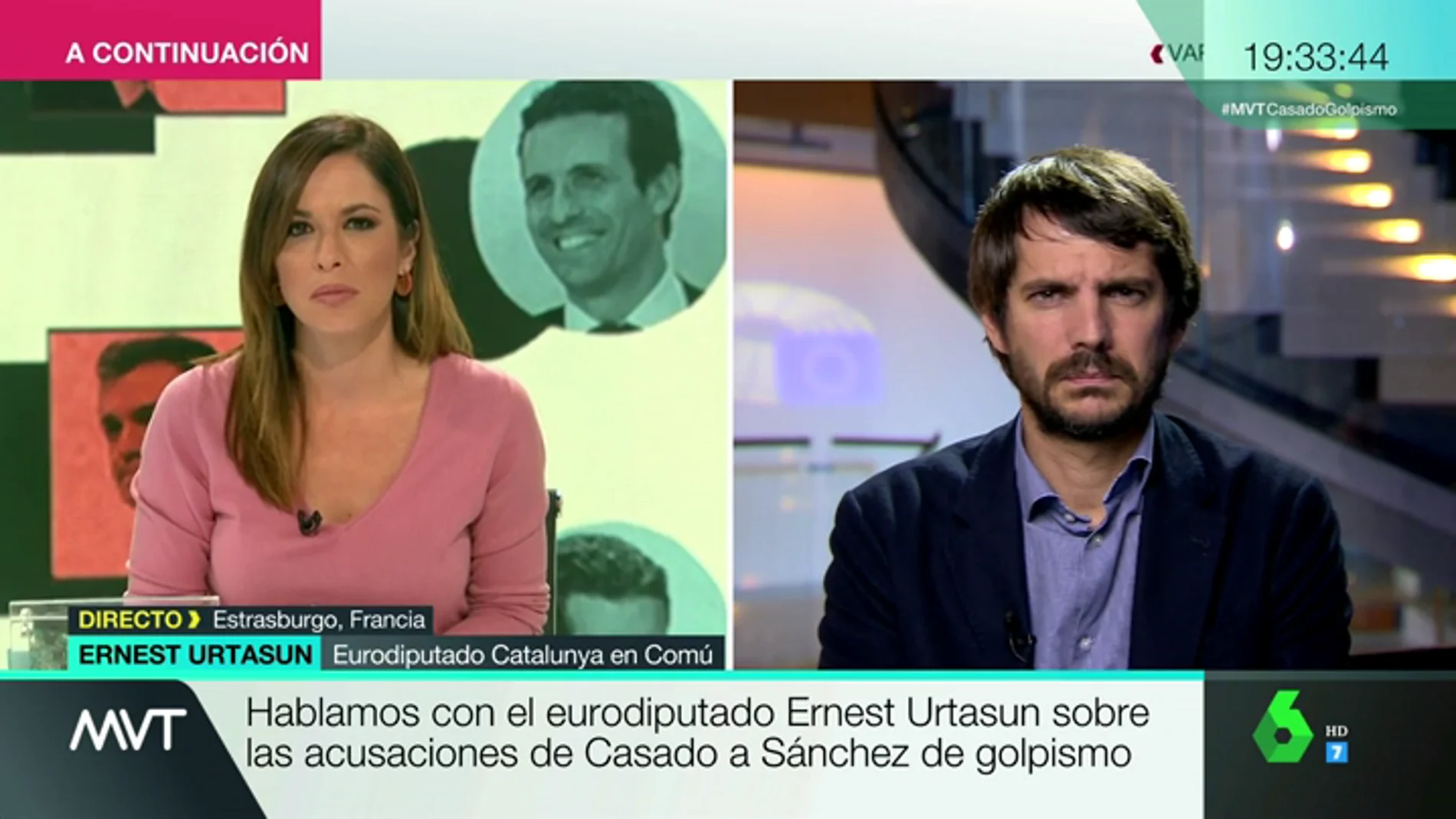  Ernest Urtasun, sobre las acusaciones de Casado a Sánchez: "Nadie tiene derecho a llamar golpista al presidente del Gobierno"