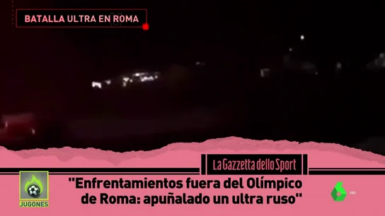 Así fue la batalla entre ultras de la Roma y el CSKA en los exteriores del Olímpico con un ultra ruso apuñalado Así fue la batalla entre ultras de la Roma y el CSKA en los exteriores del Olímpico con un ultra ruso apuñalado