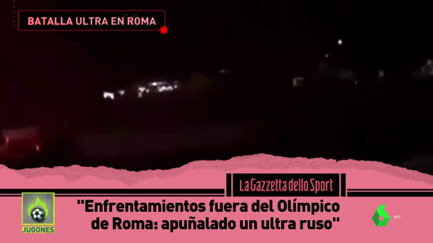 As&iacute; fue la batalla entre ultras de la Roma y el CSKA en los exteriores del Ol&iacute;mpico con un ultra ruso apu&ntilde;alado