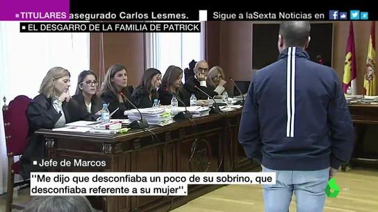 Declaran los compañeros de trabajo de Marcos, asesinado por Patrick Nogueira: "Él daba por hecho que su sobrino tenía una relación con su mujer" Declaran los compañeros de trabajo de Marcos, asesinado por Patrick Nogueira: "Él daba por hecho que su sobrino tenía una relación con su mujer"