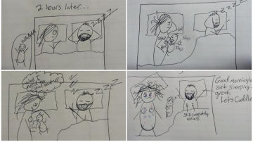 Dibujos de una madre para explicar el motivo por el que había pasado la noche despierta