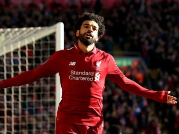 Salah celebra un gol con el Liverpool Salah celebra un gol con el Liverpool