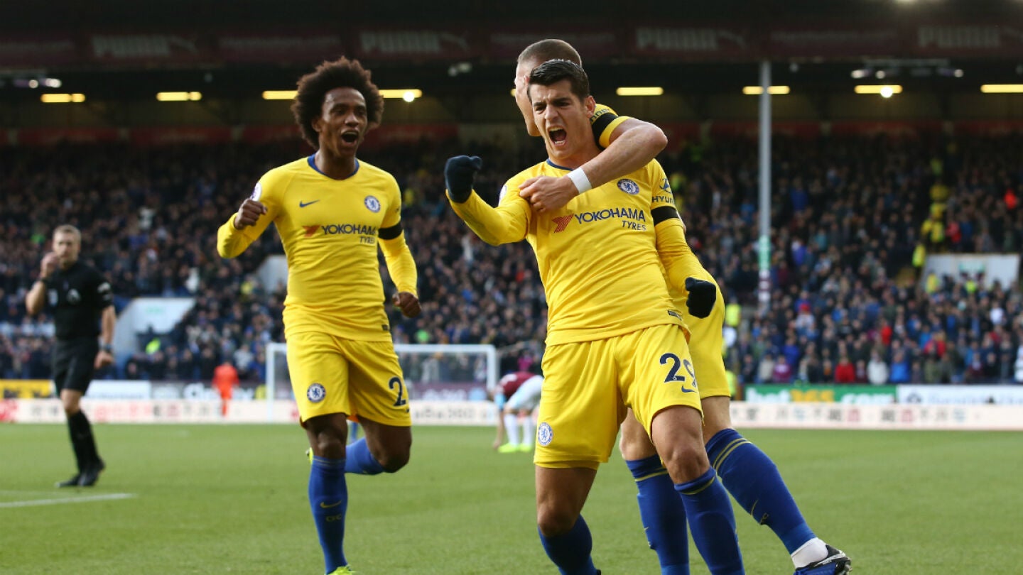 &Aacute;lvaro Morata celebra un gol con el Chelsea