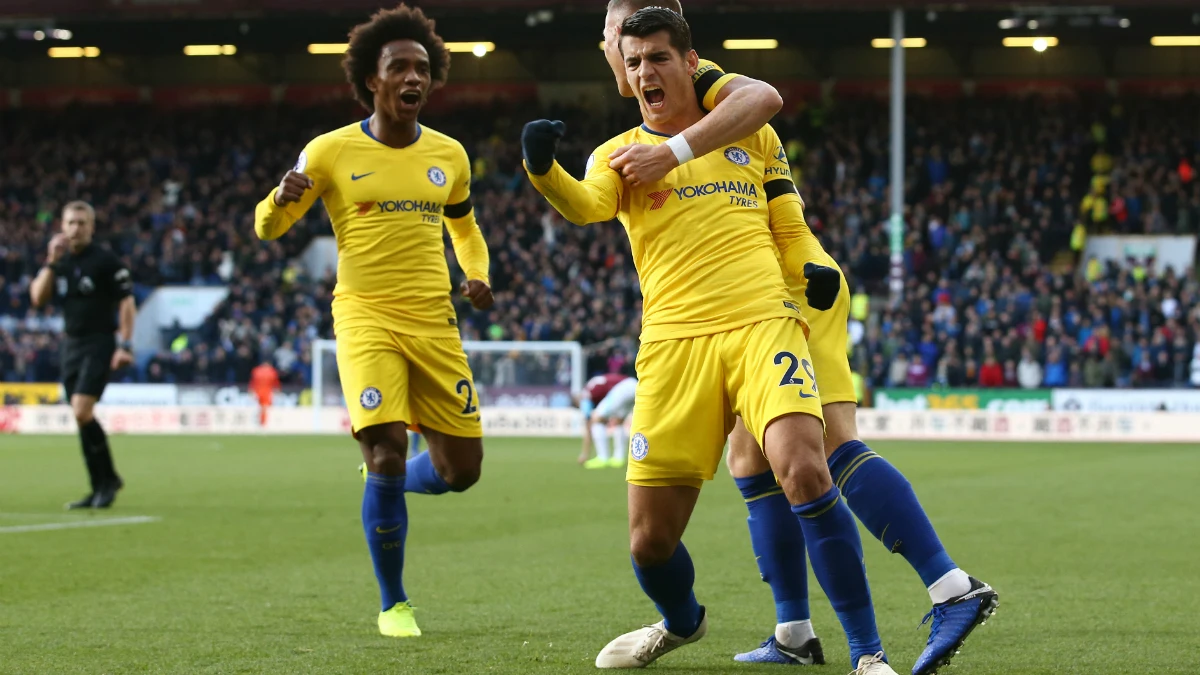 Álvaro Morata celebra un gol con el Chelsea