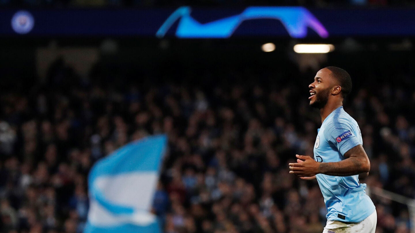 Sterling celebra su gol contra el Shakhtar
