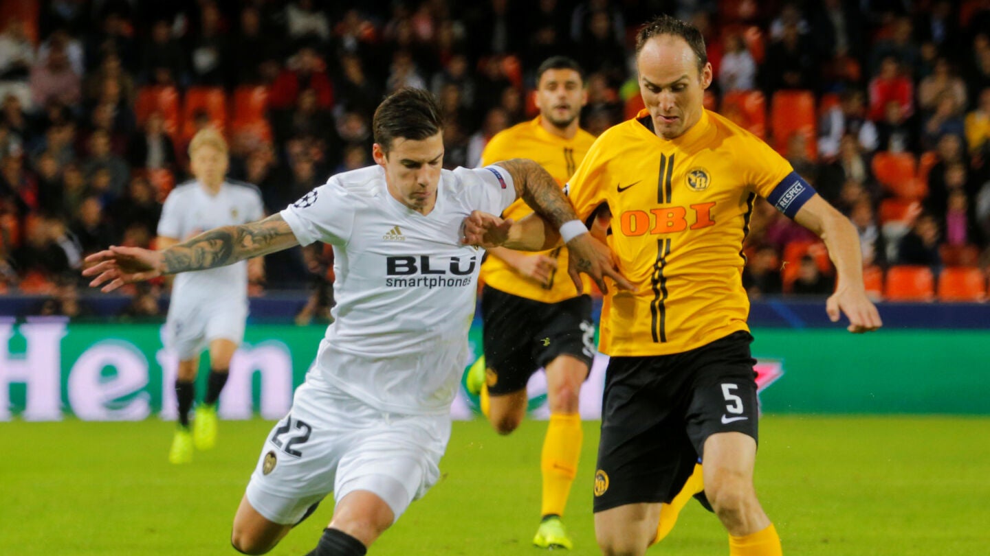 Momento del partido entre Valencia y Young Boys